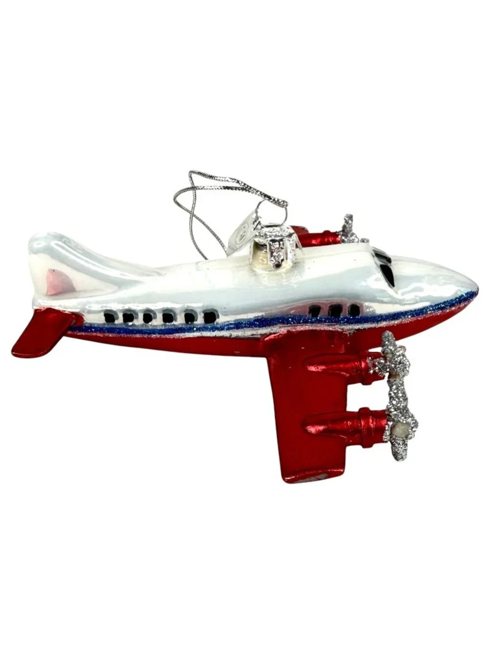 3 Kurt Adler Noble Gems Glass Airplane Christmas Ornaments 4‎ Engine Transport